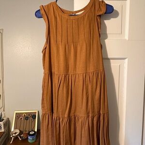Sleeveless Brown Tiered Dress